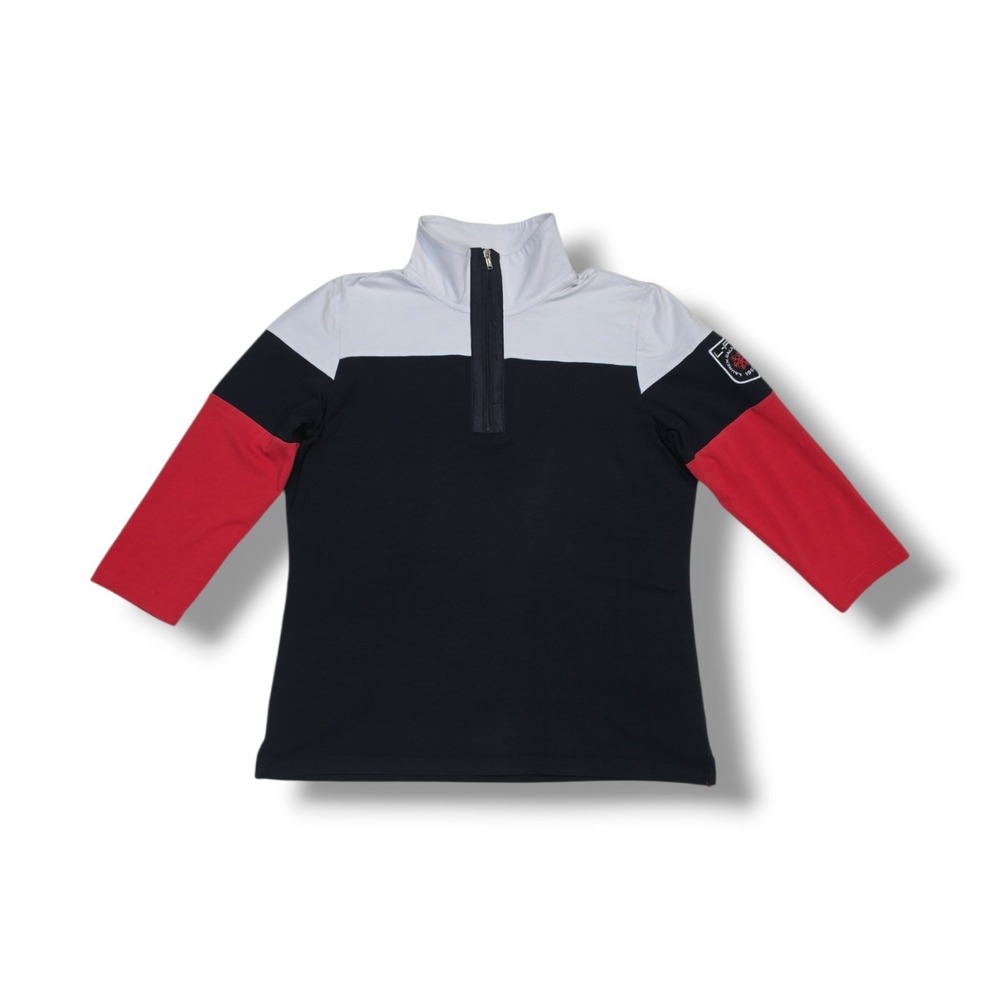 Lauren Ralph Lauren Active 1/4 Zip Black Red White  Pullover Track Top Women's L